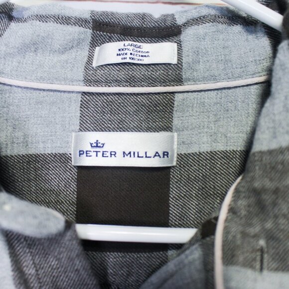Peter Millar Kent Buffalo Check Button Down Cotton Long Sleeve Shirt Large - Picture 9 of 11